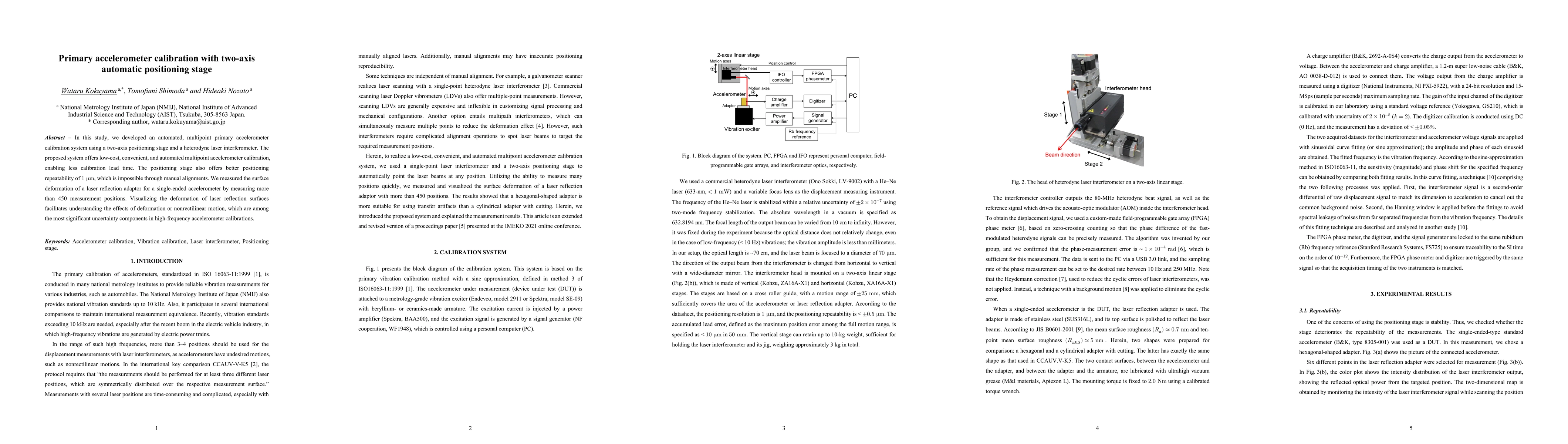 Thumbnail for Primary accelerometer calibration with two-axis automatic positioning
  stage