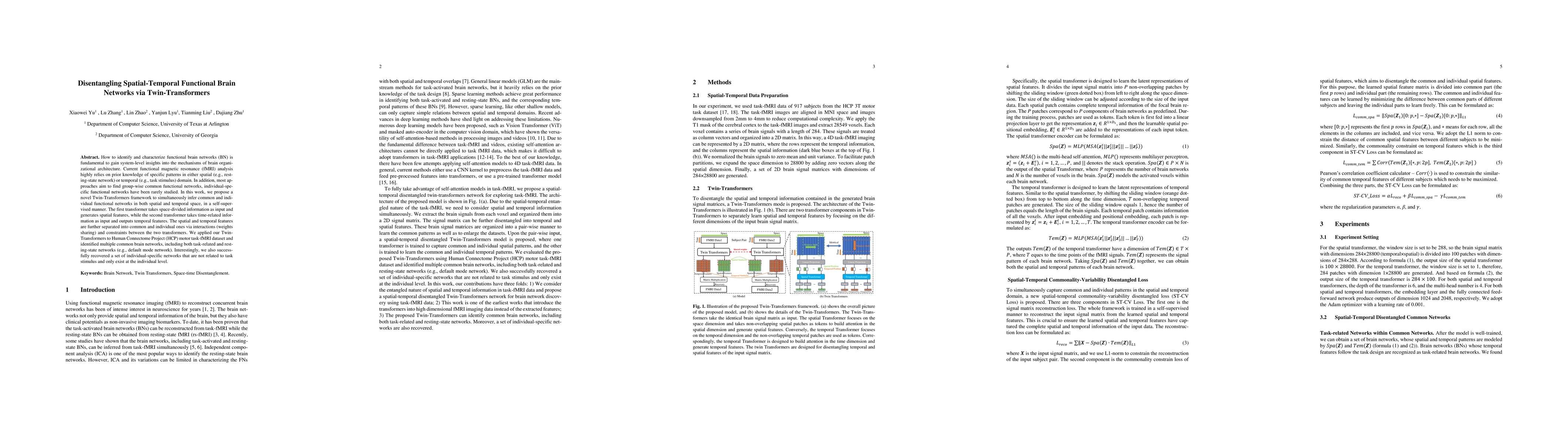 Thumbnail for Disentangling Spatial-Temporal Functional Brain Networks via
  Twin-Transformers