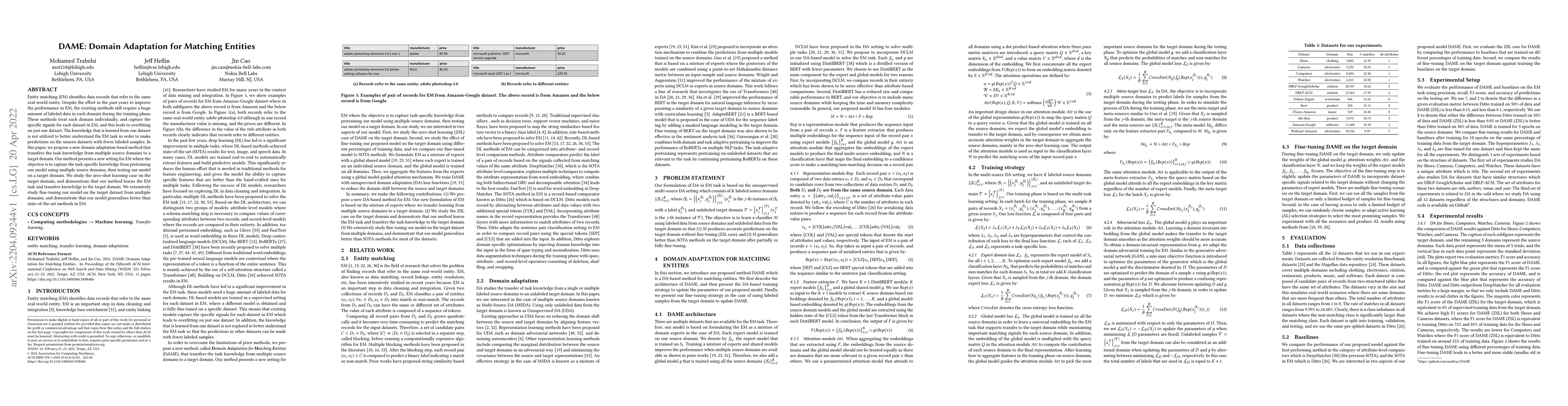 Thumbnail for DAME: Domain Adaptation for Matching Entities
