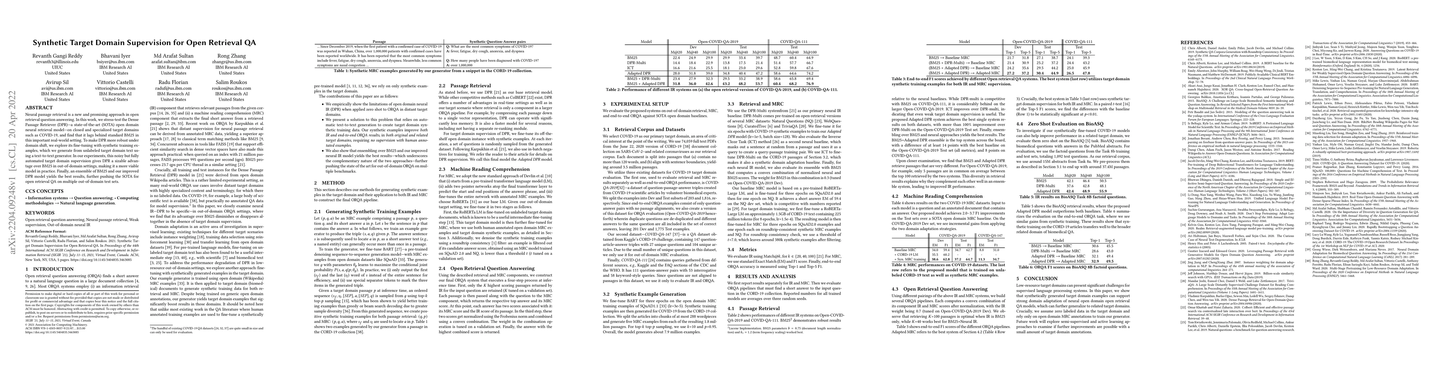 Thumbnail for Synthetic Target Domain Supervision for Open Retrieval QA