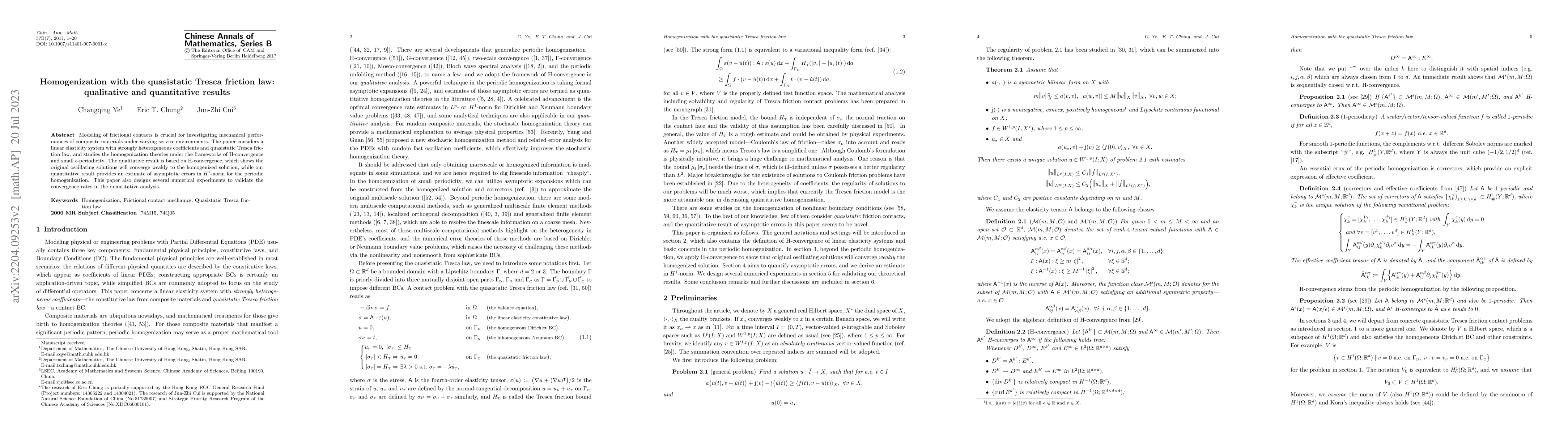 Thumbnail for Homogenization with quasistatic Tresca's friction law: qualitative and
  quantitative results