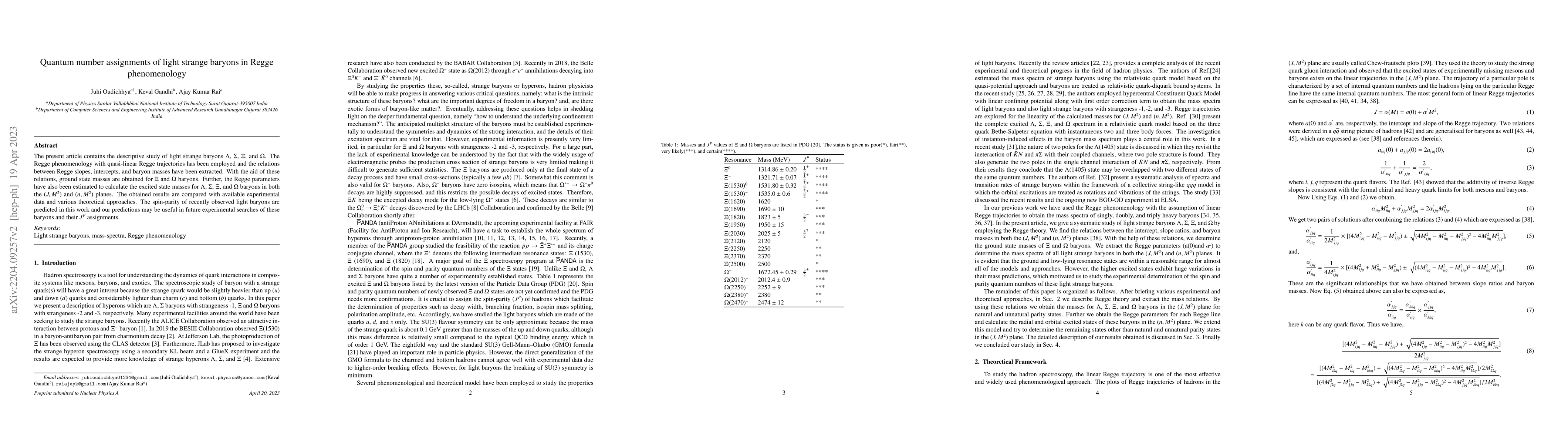 Thumbnail for Quantum number assignments of light strange baryons in Regge
  phenomenology
