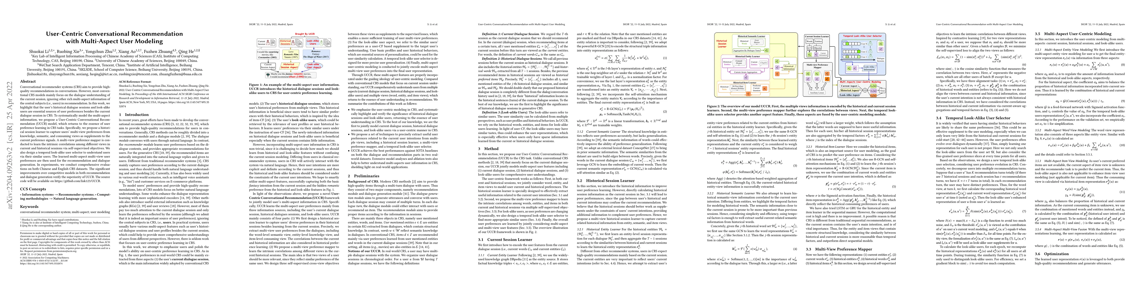 Thumbnail for User-Centric Conversational Recommendation with Multi-Aspect User
  Modeling