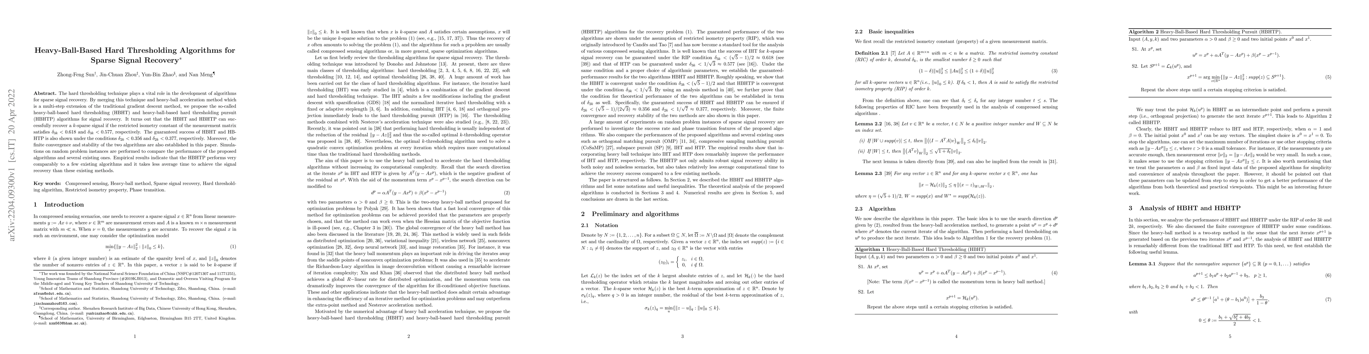 Thumbnail for Heavy-Ball-Based Hard Thresholding Algorithms for Sparse Signal Recovery