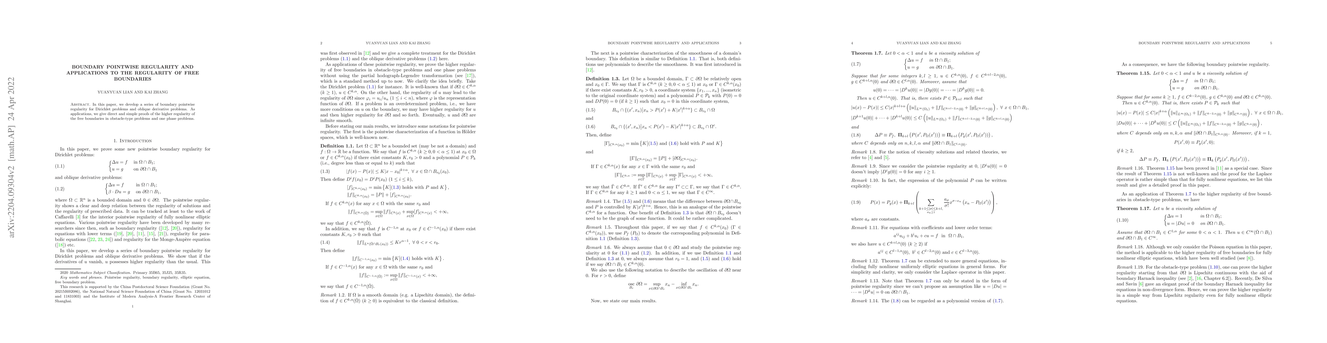 Thumbnail for Boundary pointwise regularity and applications to the regularity of free
  boundaries