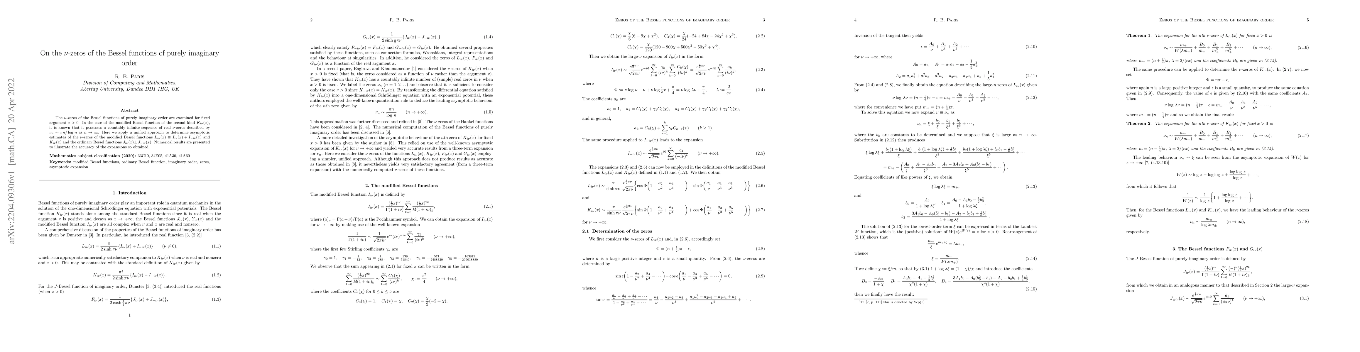 Thumbnail for On the $\nu$-zeros of the Bessel functions of purely imaginary order
