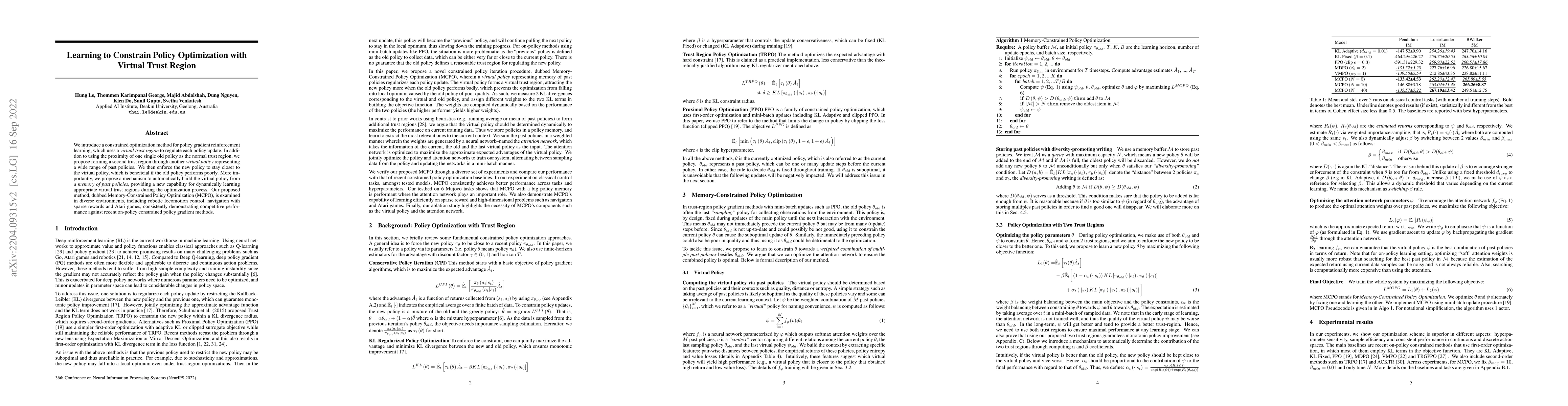 Thumbnail for Learning to Constrain Policy Optimization with Virtual Trust Region