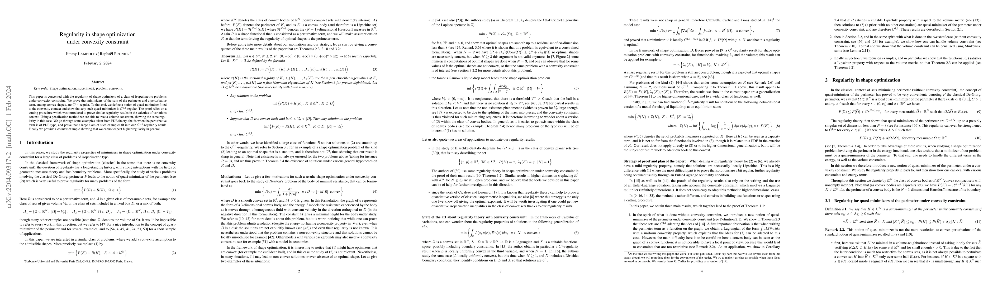 Thumbnail for Regularity in shape optimization under convexity constraint