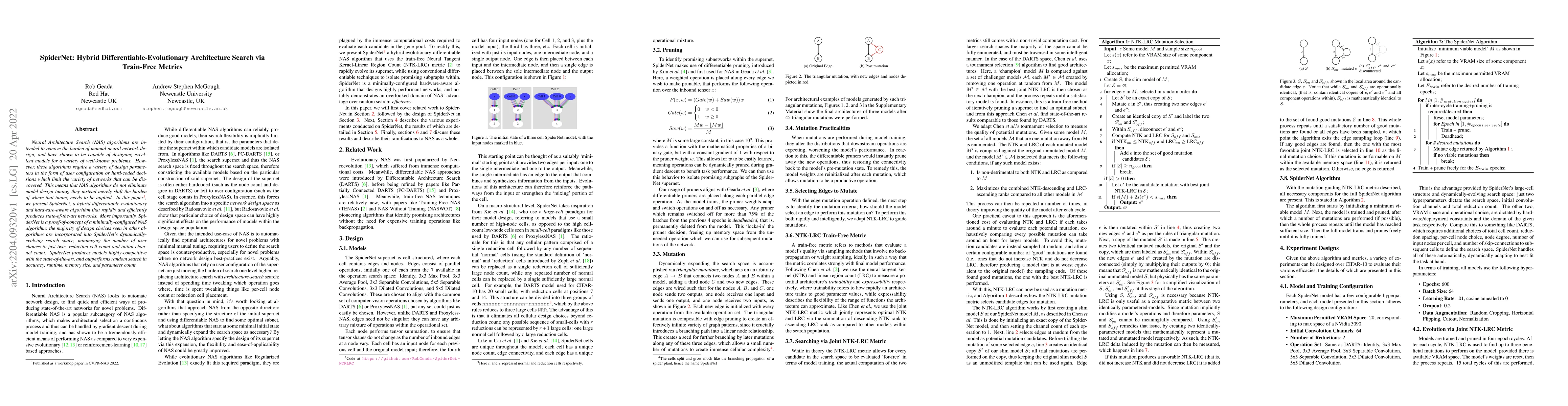 Thumbnail for SpiderNet: Hybrid Differentiable-Evolutionary Architecture Search via
  Train-Free Metrics