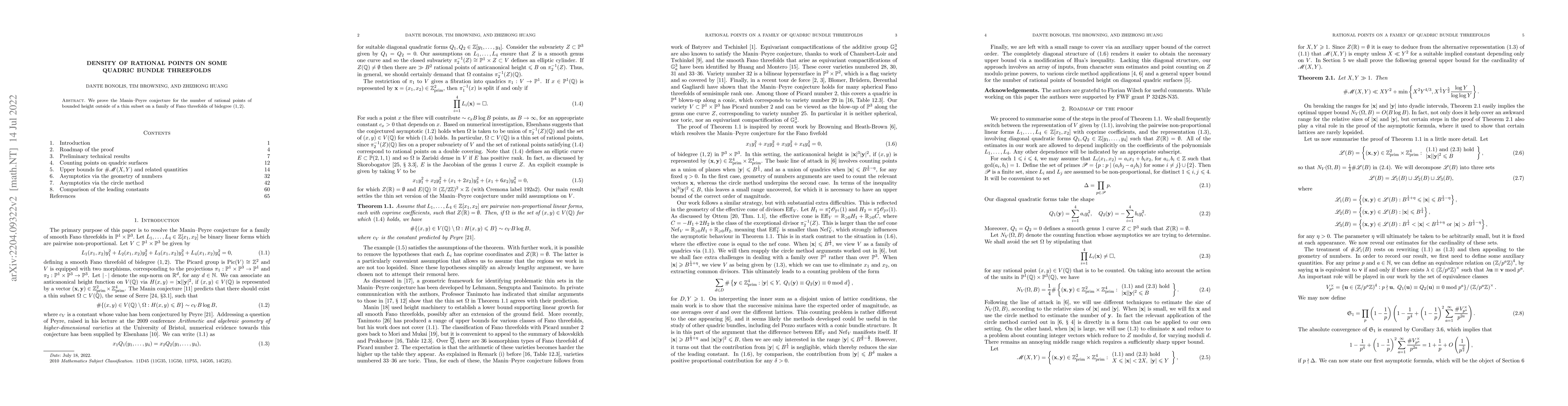 Thumbnail for Density of rational points on some quadric bundle threefolds