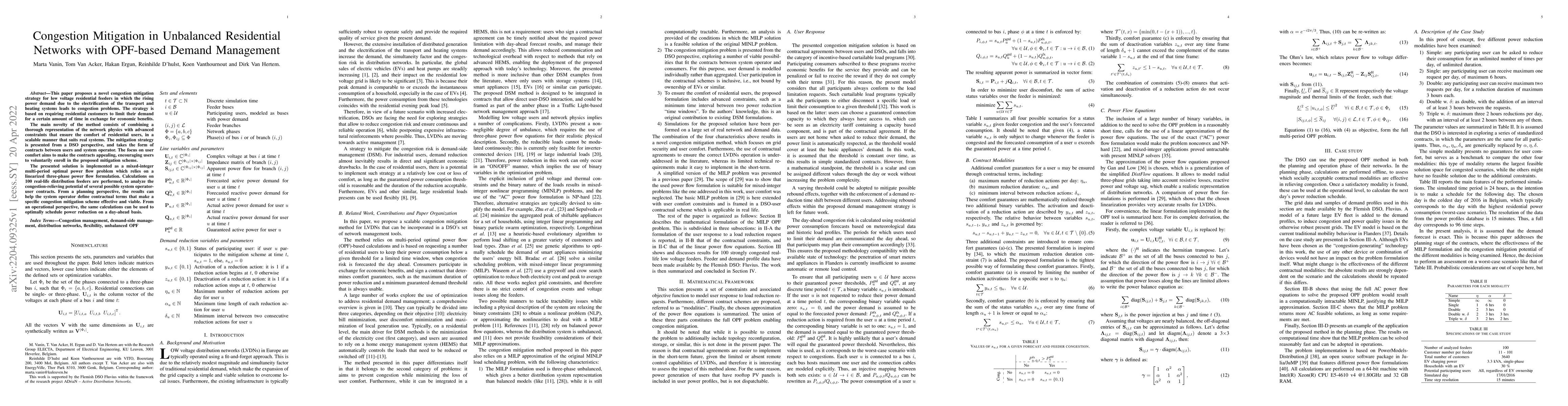 Thumbnail for Congestion Mitigation in Unbalanced Residential Networks with OPF-based
  Demand Management