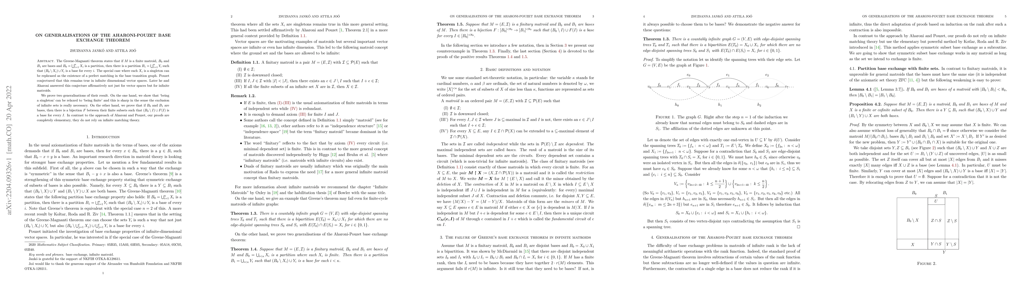 Thumbnail for On generalisations of the Aharoni-Pouzet base exchange theorem