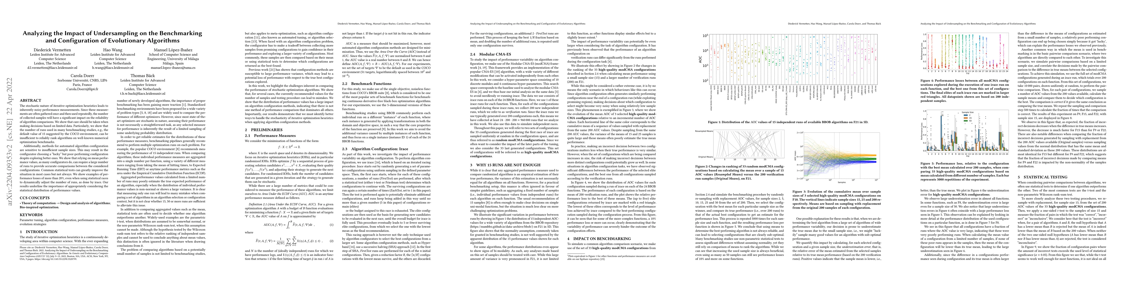 Thumbnail for Analyzing the Impact of Undersampling on the Benchmarking and
  Configuration of Evolutionary Algorithms
