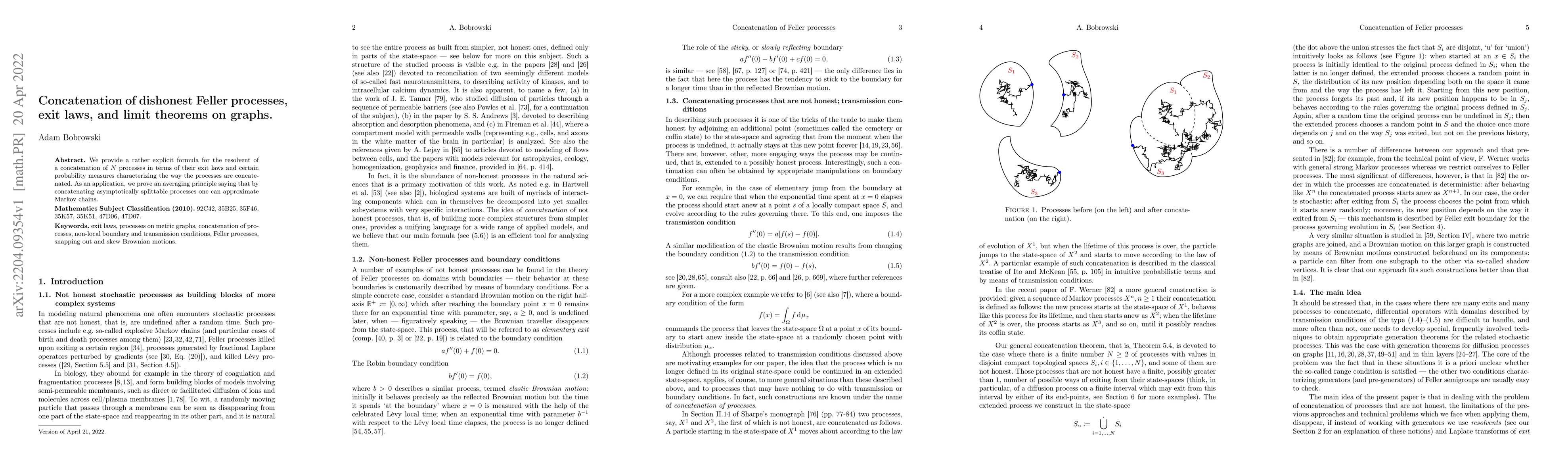 Thumbnail for Concatenation of dishonest Feller processes, exit laws, and limit
  theorems on graphs
