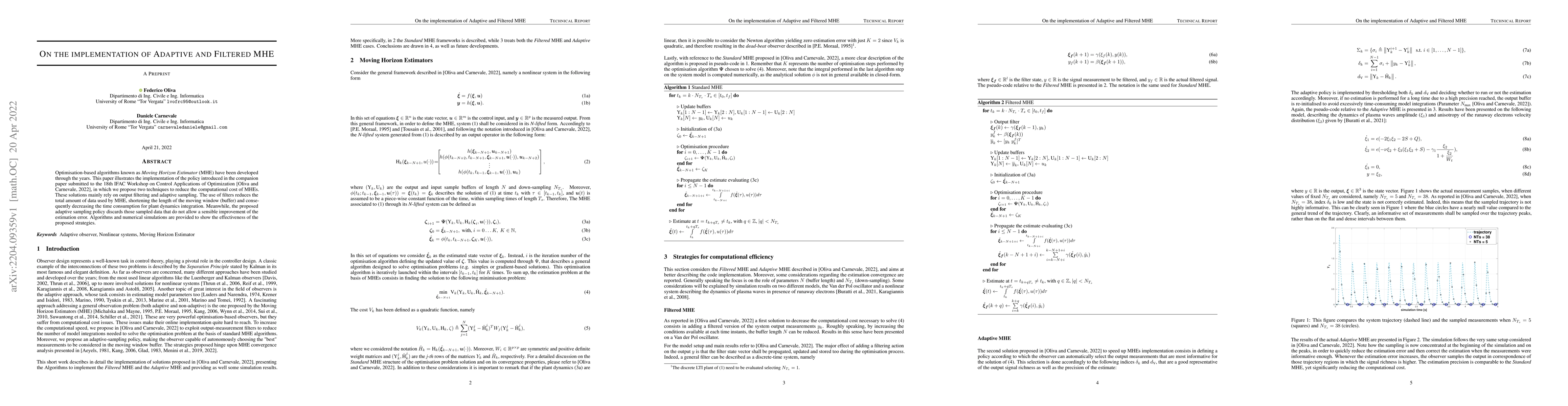 Thumbnail for On the implementation of Adaptive and Filtered MHE