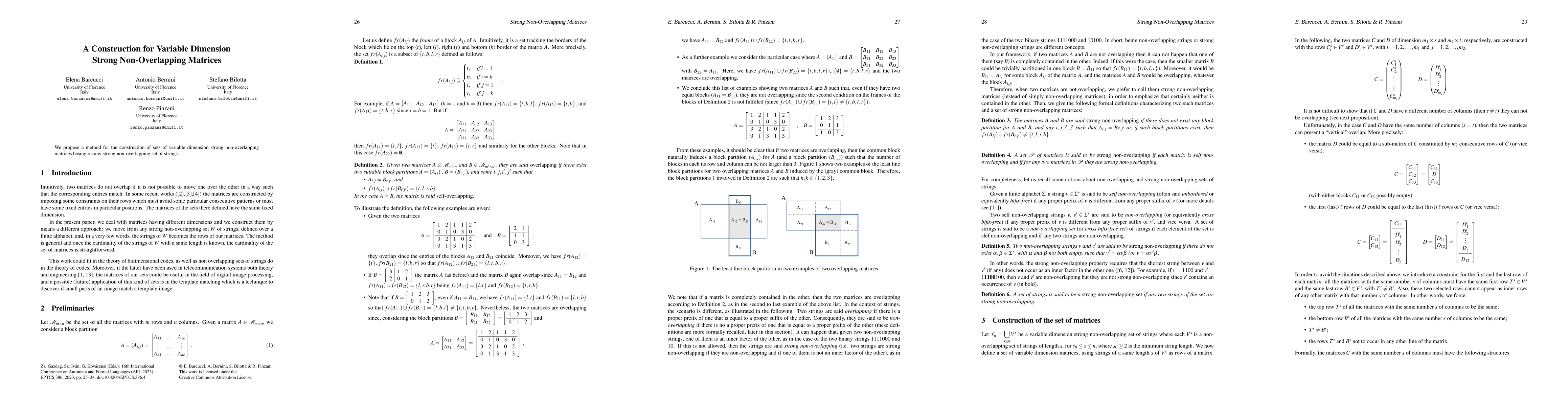 Thumbnail for A Construction for Variable Dimension Strong Non-Overlapping Matrices