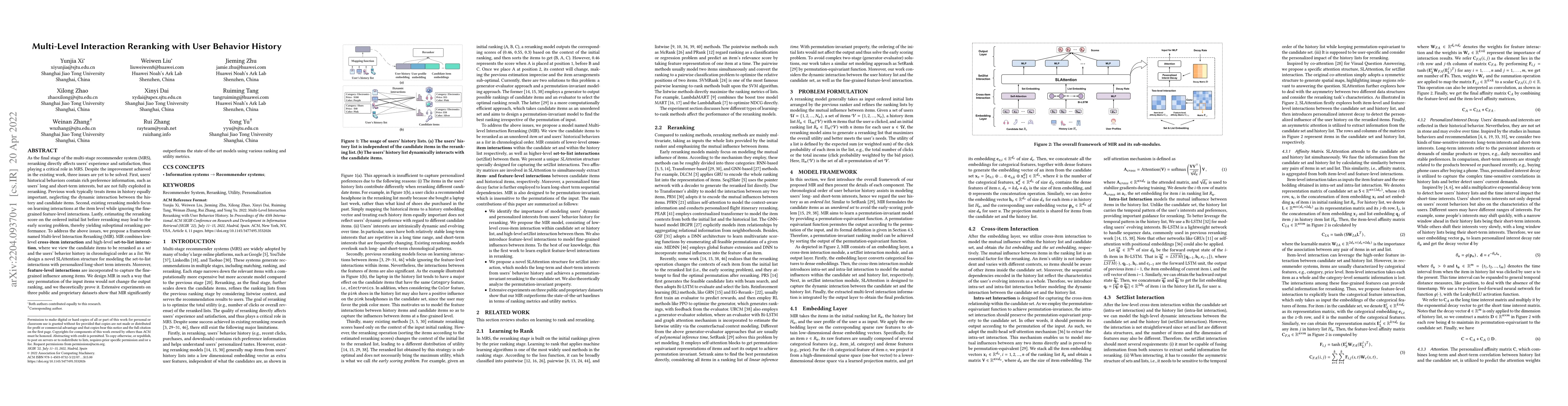 Thumbnail for Multi-Level Interaction Reranking with User Behavior History
