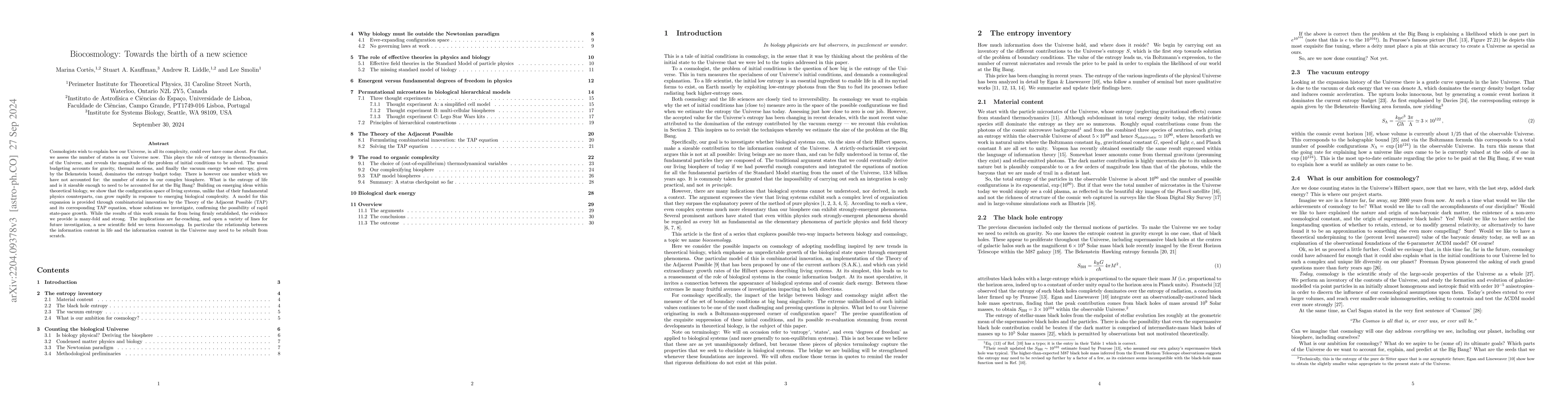 Thumbnail for Biocosmology: Towards the birth of a new science