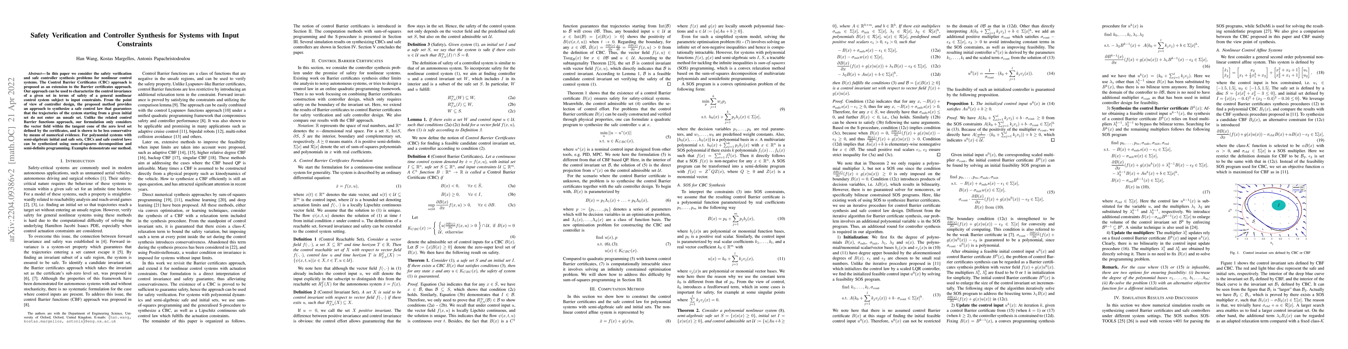 Thumbnail for Safety Verification and Controller Synthesis for Systems with Input
  Constraints