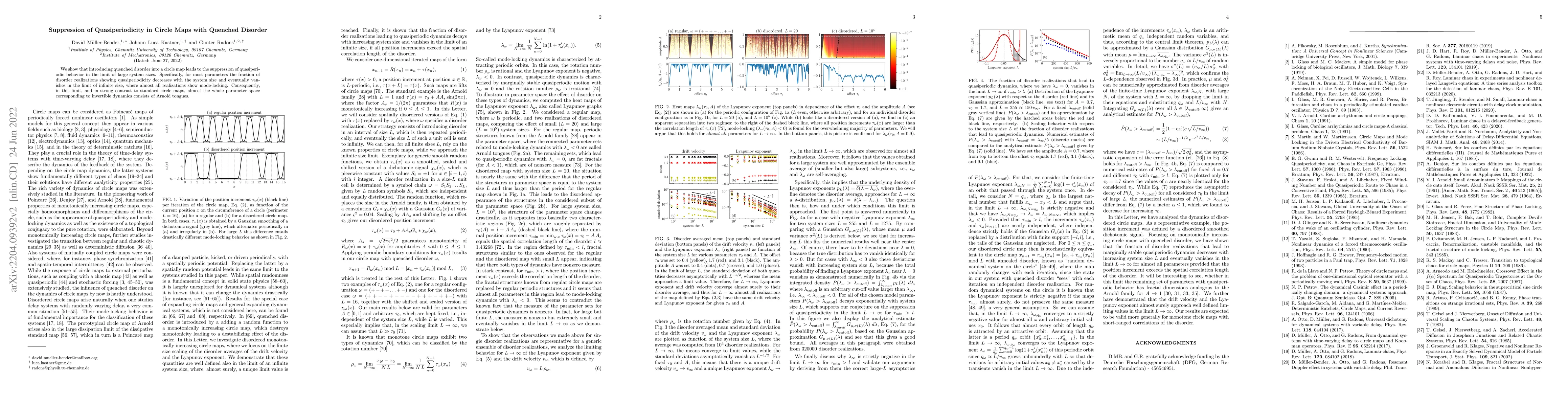 Thumbnail for Suppression of Quasiperiodicity in Circle Maps with Quenched Disorder
