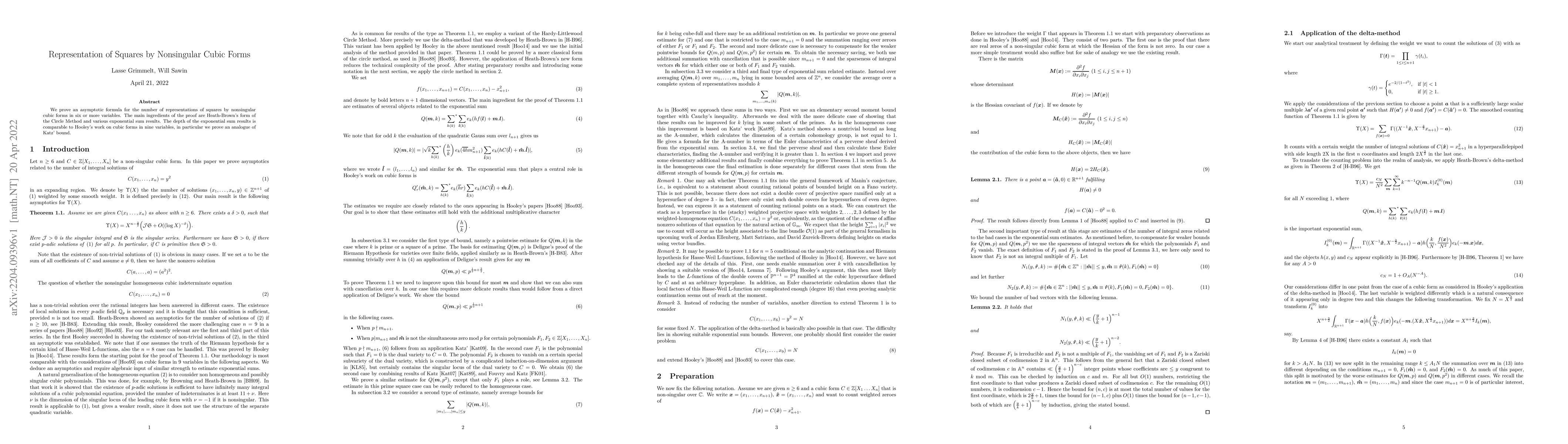 Thumbnail for Representation of Squares by Nonsingular Cubic Forms