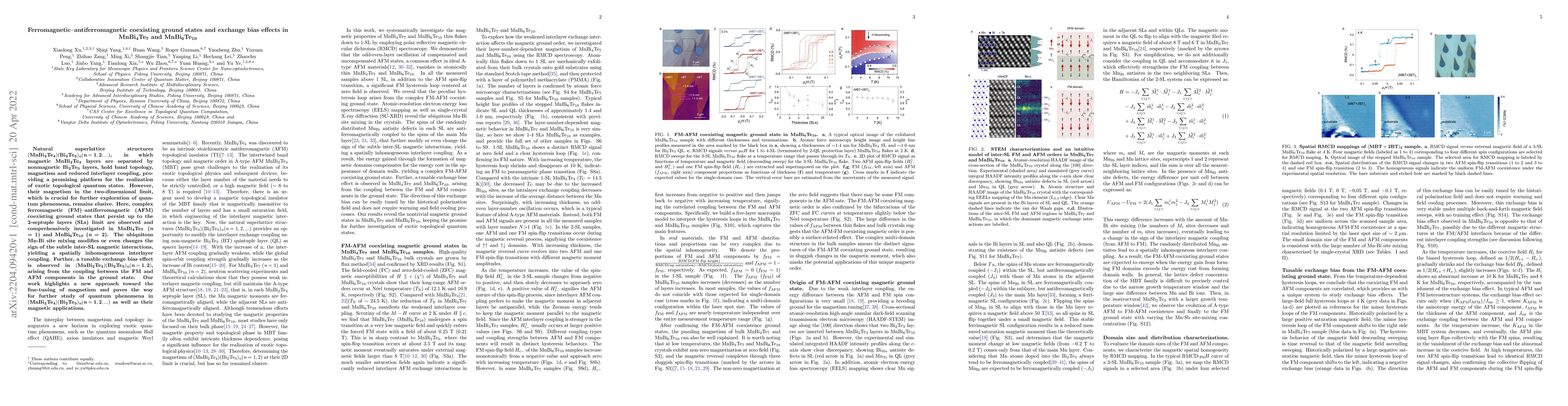 Thumbnail for Ferromagnetic-antiferromagnetic coexisting ground states and exchange
  bias effects in $\bf{MnBi_4Te_7}$ and $\bf{MnBi_6Te_{10}}$
