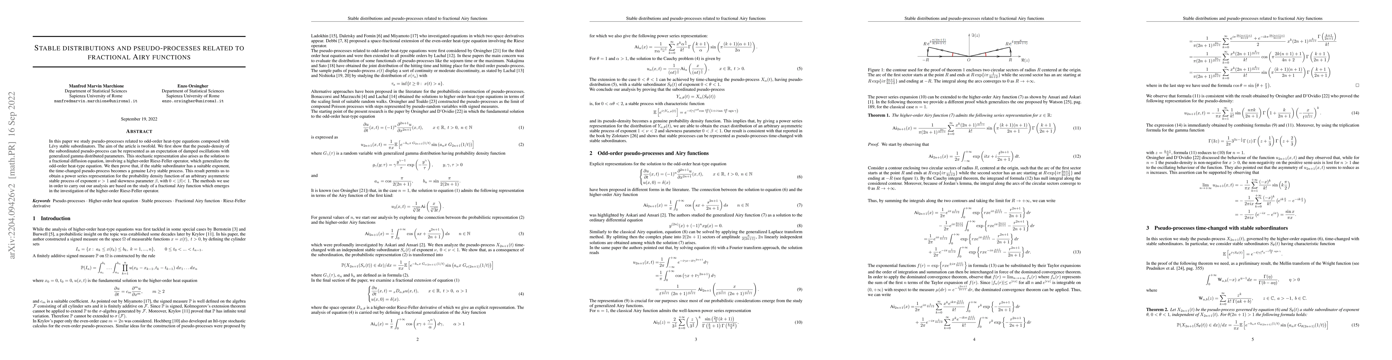 Thumbnail for Stable distributions and pseudo-processes related to fractional Airy
  functions