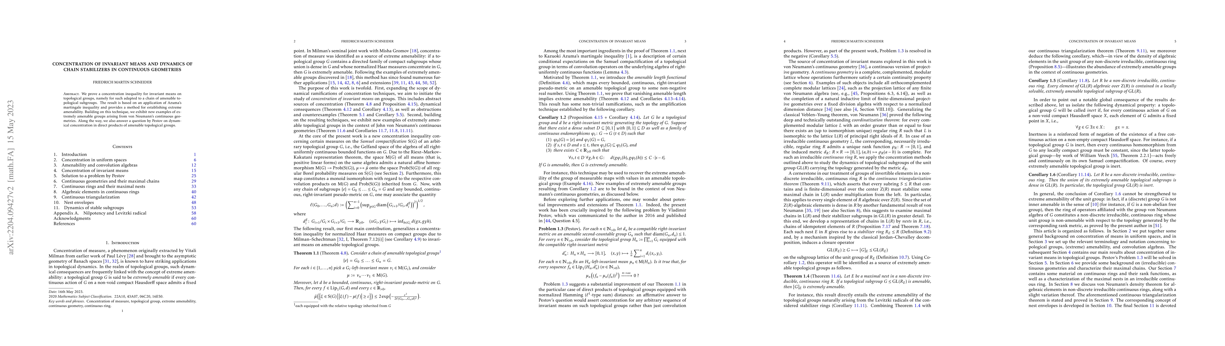 Thumbnail for Concentration of invariant means and dynamics of chain stabilizers in
  continuous geometries