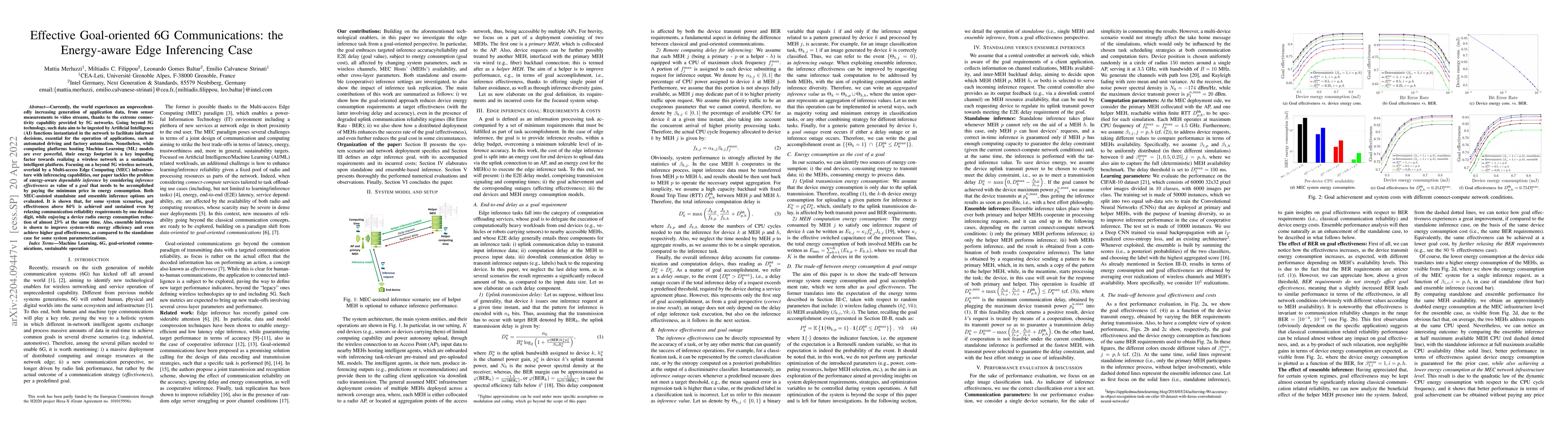 Thumbnail for Effective Goal-oriented 6G Communications: the Energy-aware Edge
  Inferencing Case