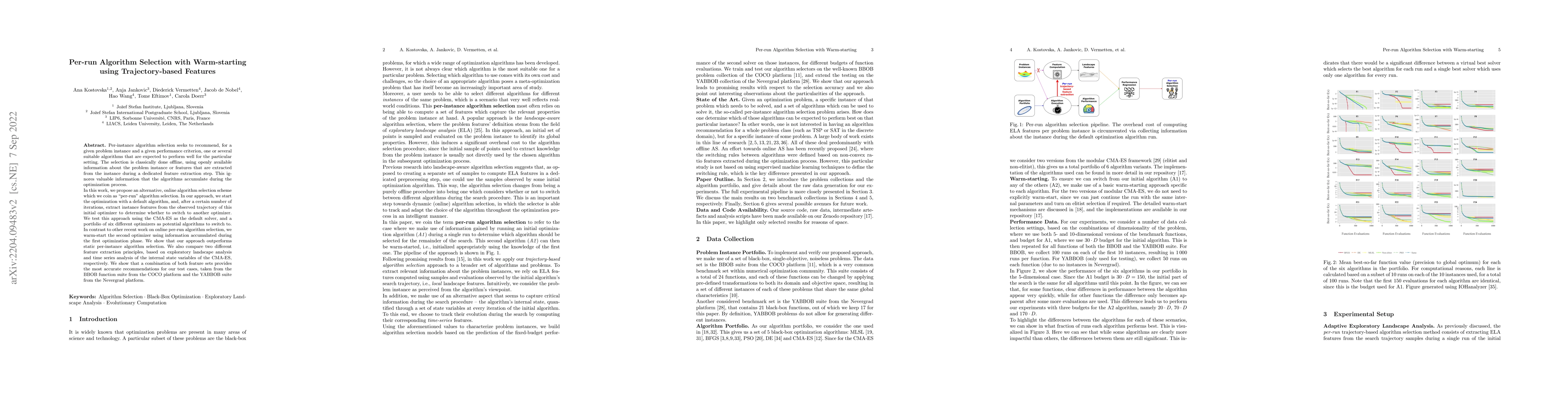 Thumbnail for Per-run Algorithm Selection with Warm-starting using Trajectory-based
  Features