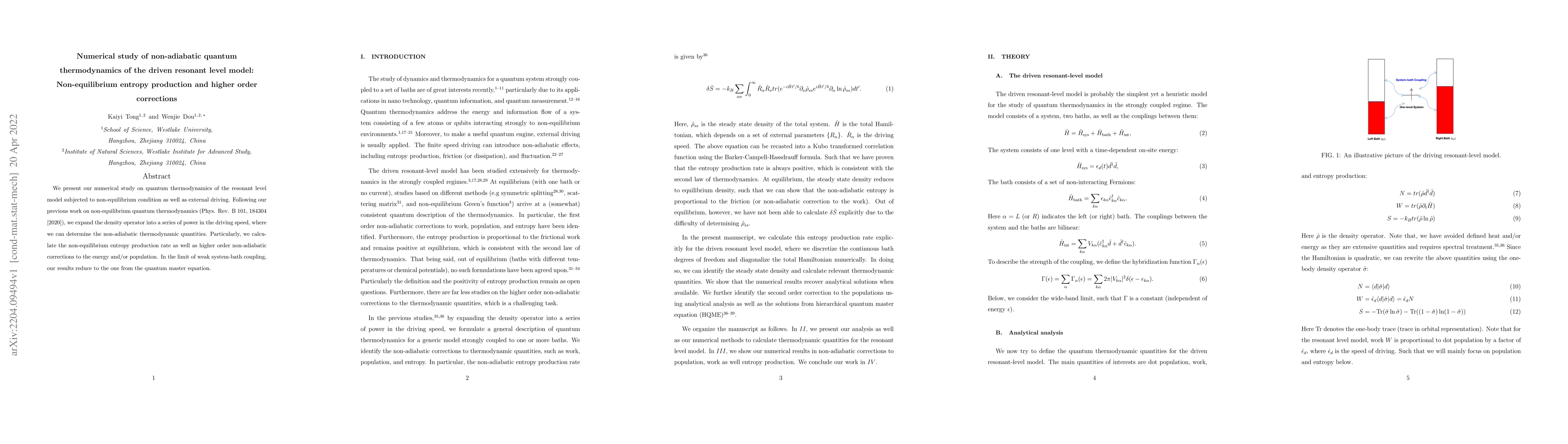 Thumbnail for Numerical study of non-adiabatic quantum thermodynamics of the driven
  resonant level model: Non-equilibrium entropy production and higher order
  corrections