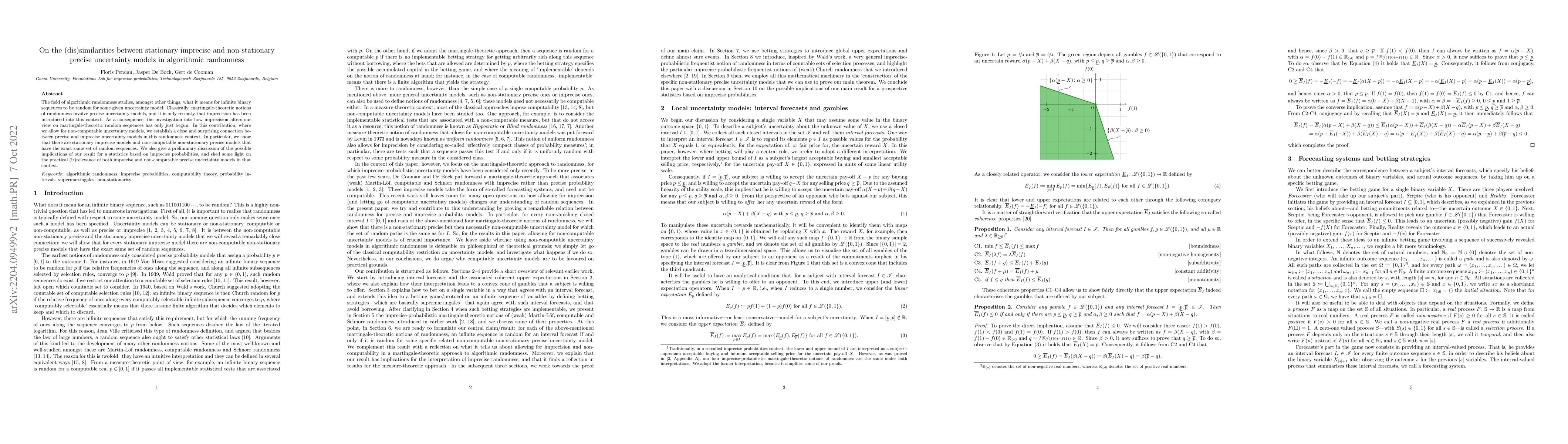 Thumbnail for On the (dis)similarities between stationary imprecise and non-stationary
  precise uncertainty models in algorithmic randomness