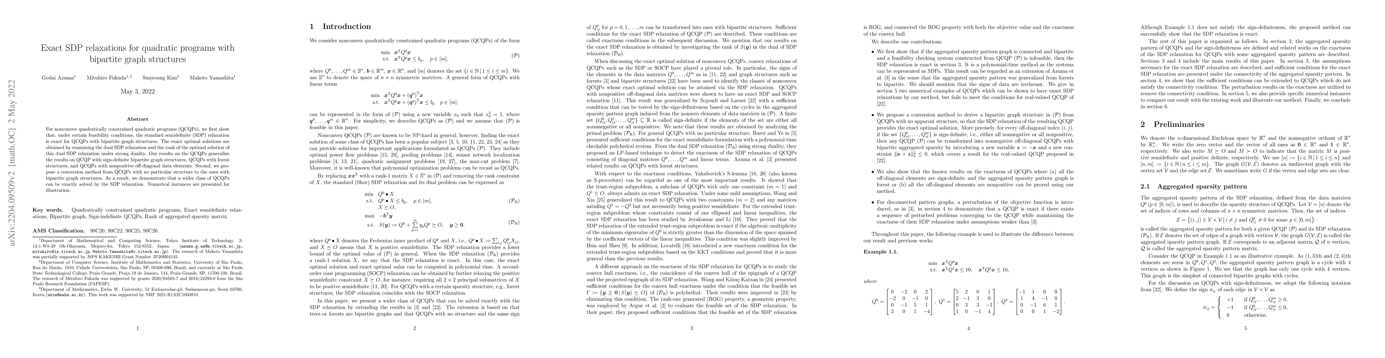 Thumbnail for Exact SDP relaxations for quadratic programs with bipartite graph
  structures