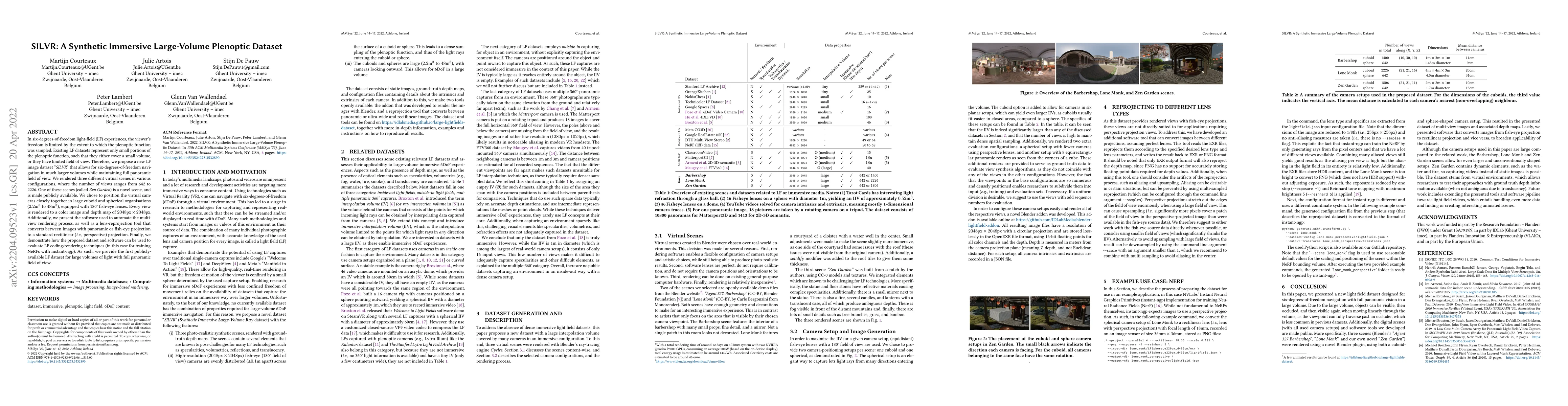 Thumbnail for SILVR: A Synthetic Immersive Large-Volume Plenoptic Dataset