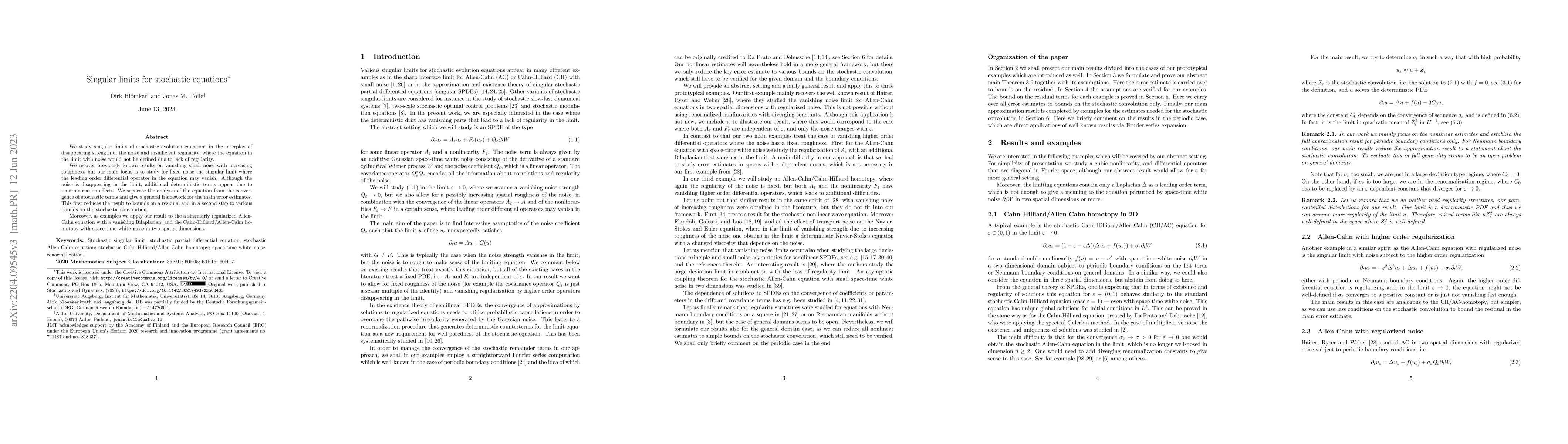 Thumbnail for Singular limits for stochastic equations