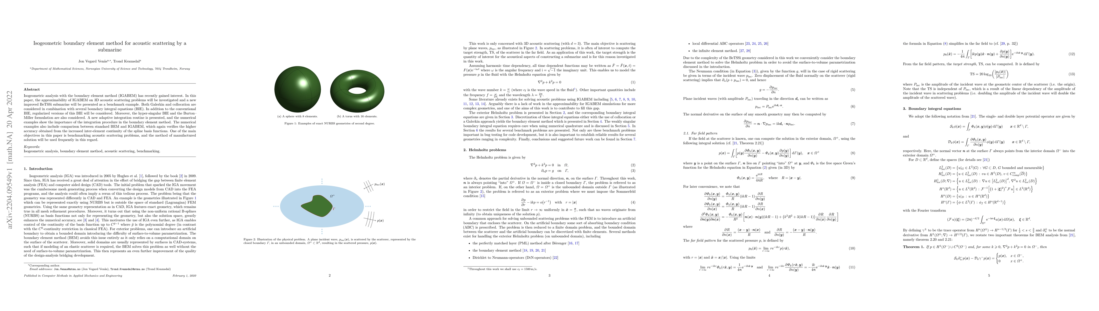 Thumbnail for Isogeometric boundary element method for acoustic scattering by a
  submarine