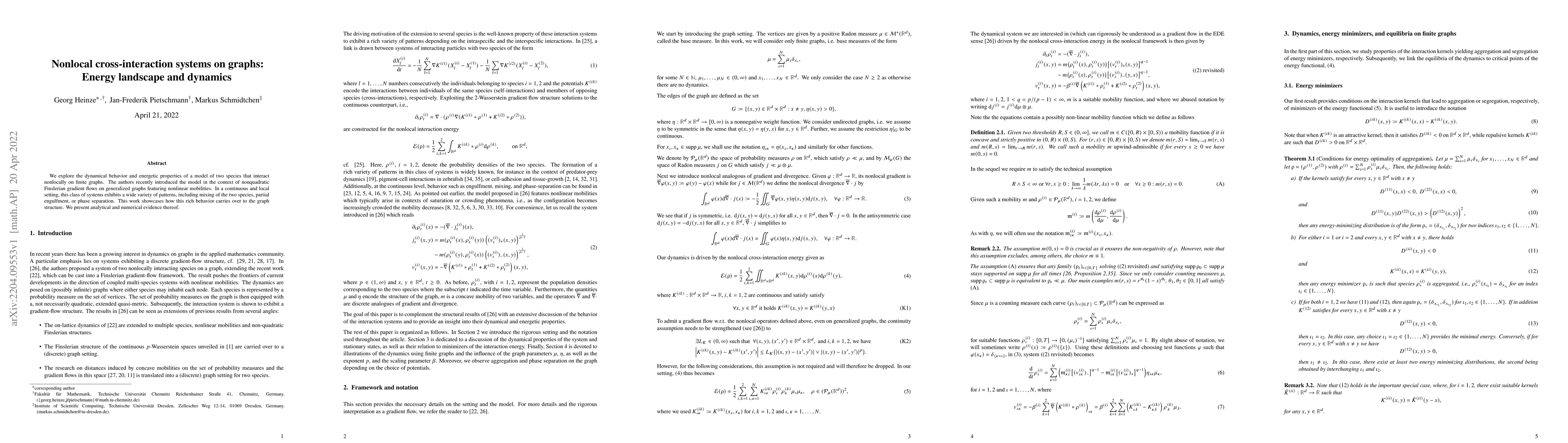 Thumbnail for Nonlocal cross-interaction systems on graphs: Energy landscape and
  dynamics