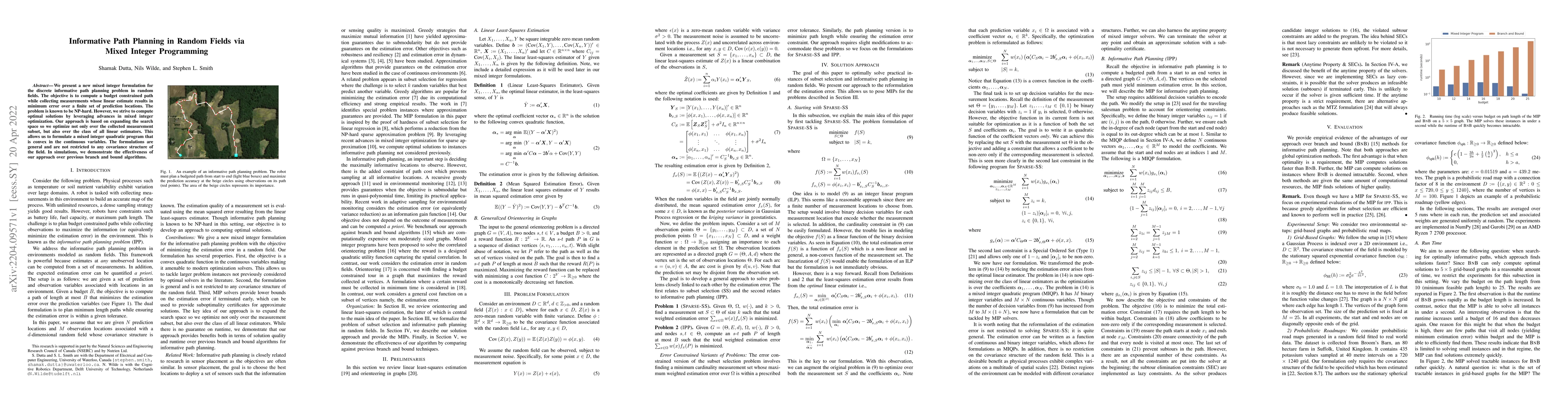 Thumbnail for Informative Path Planning in Random Fields via Mixed Integer Programming