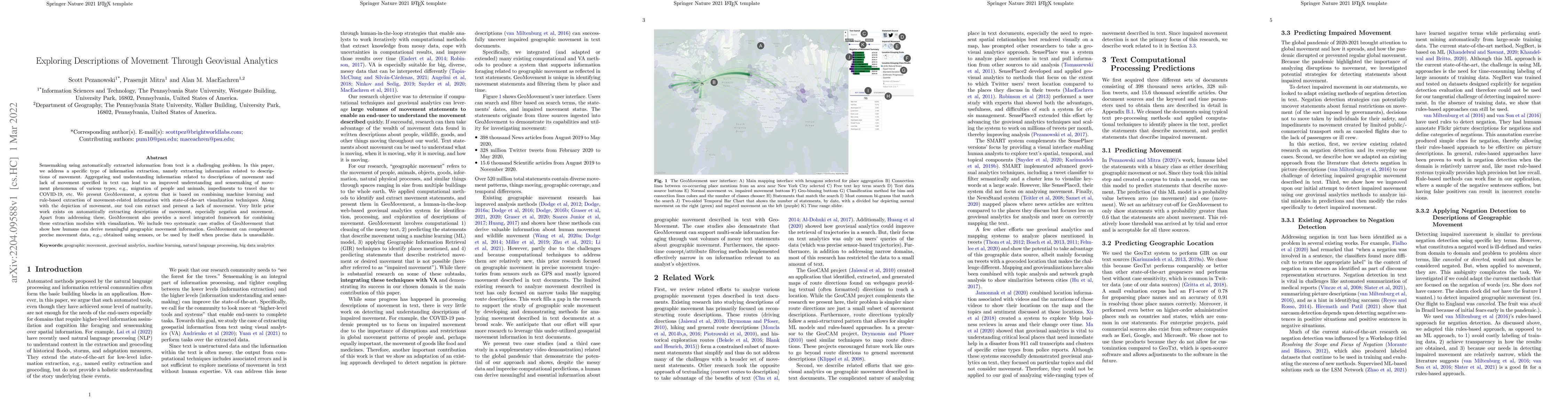 Thumbnail for Exploring Descriptions of Movement Through Geovisual Analytics