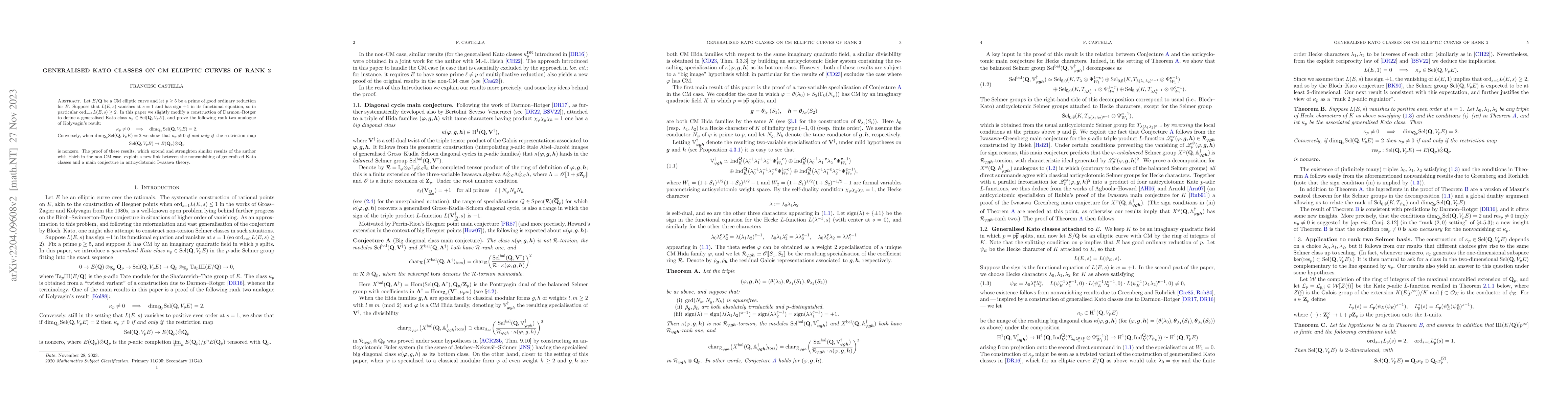 Thumbnail for Generalised Kato classes on CM elliptic curves of rank 2