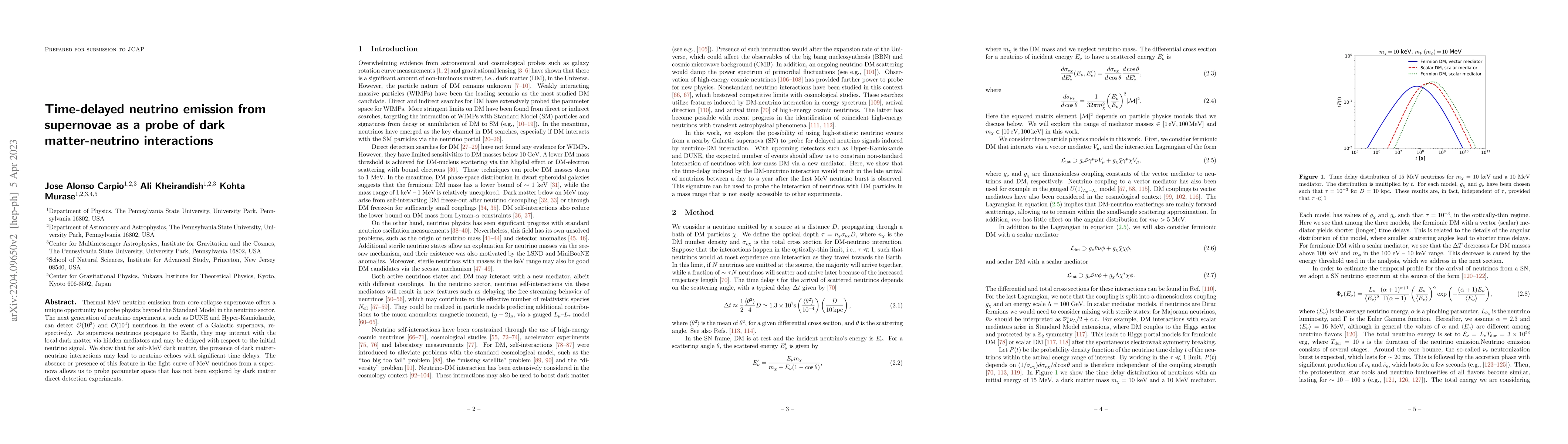 Thumbnail for Time-delayed neutrino emission from supernovae as a probe of dark
  matter-neutrino interactions
