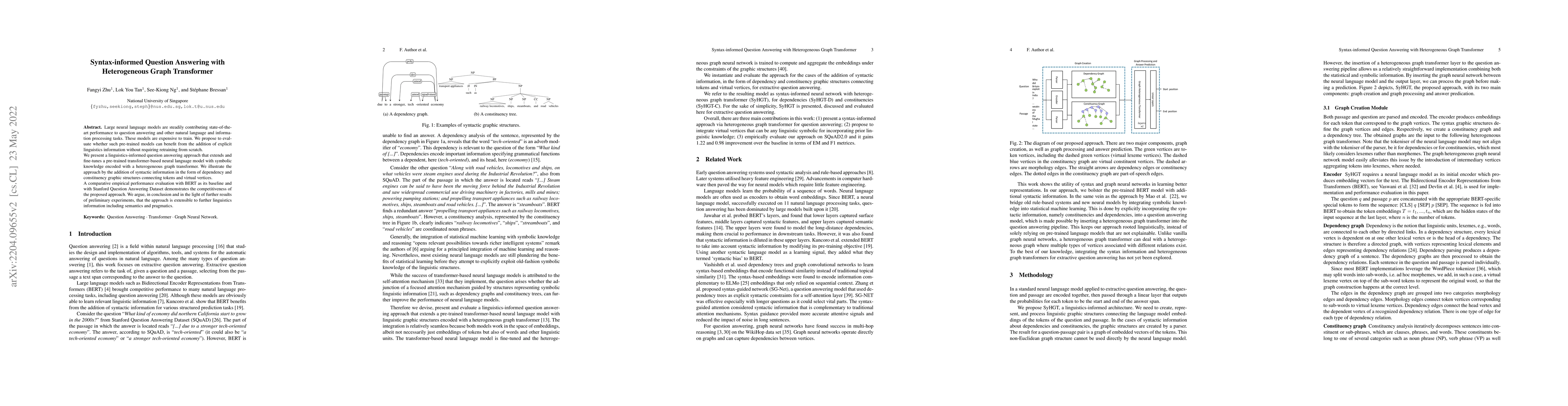 Thumbnail for Syntax-informed Question Answering with Heterogeneous Graph Transformer