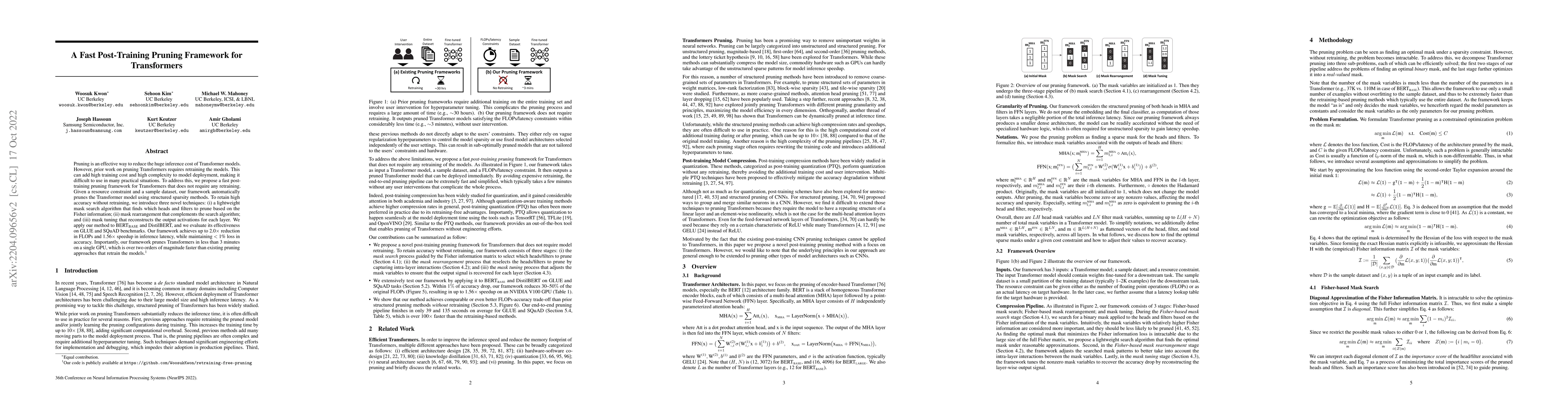 Thumbnail for A Fast Post-Training Pruning Framework for Transformers