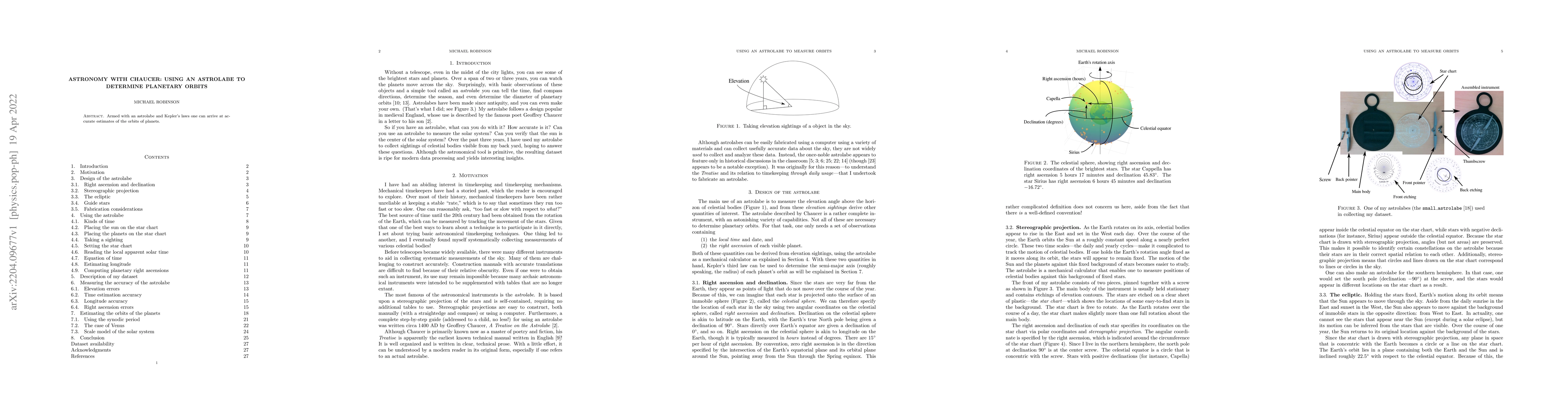 Thumbnail for Astronomy with Chaucer: using an astrolabe to determine planetary orbits