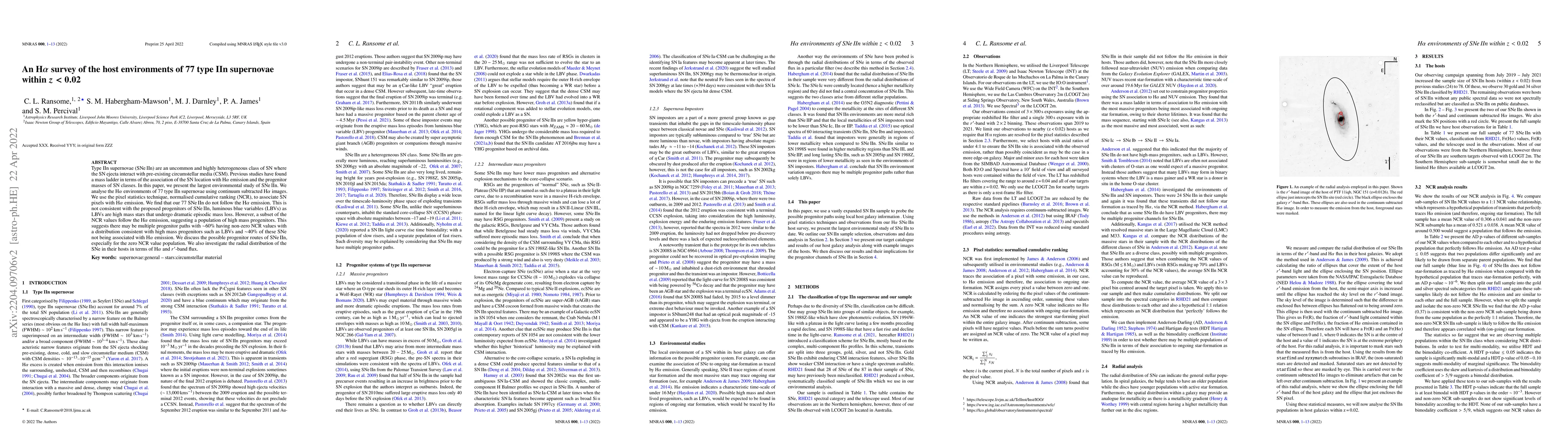 Thumbnail for An H-alpha survey of the host environments of 77 type IIn supernovae
  within z<0.02