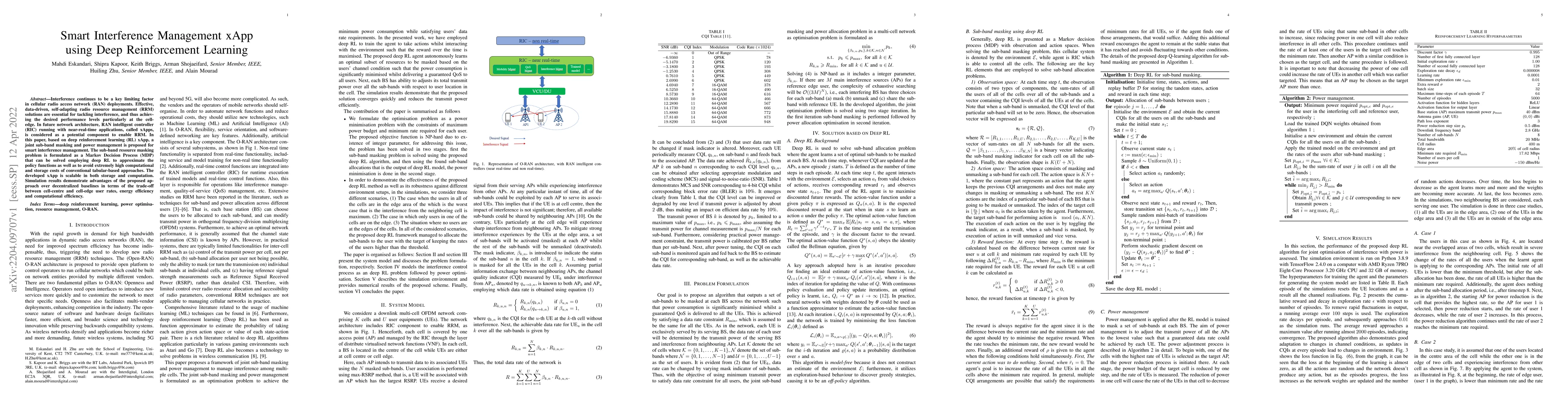 Thumbnail for Smart Interference Management xApp using Deep Reinforcement Learning