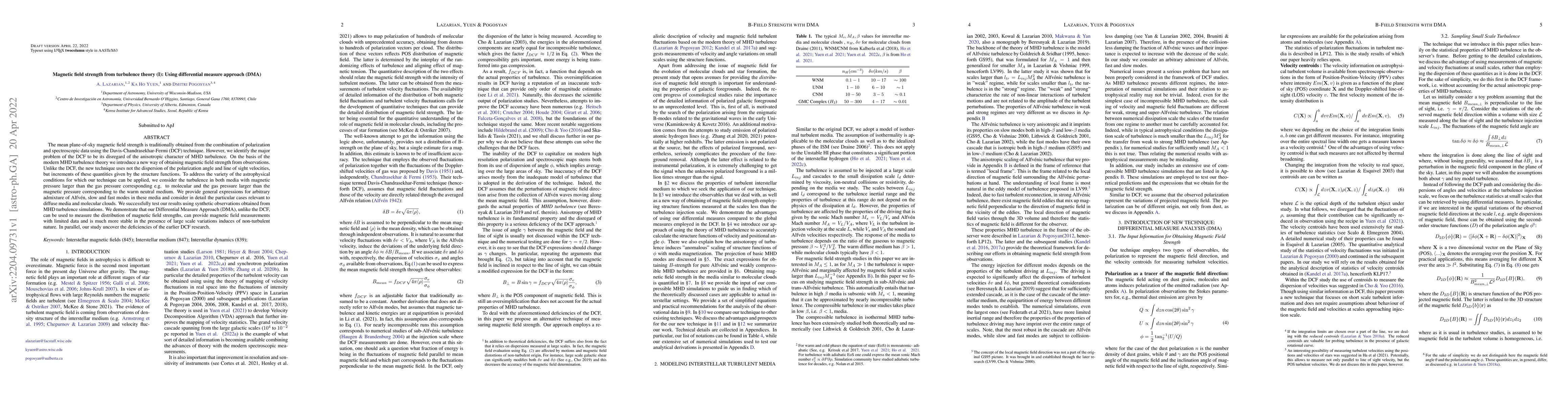 Thumbnail for Magnetic field strength from turbulence theory (I): Using differential
  measure approach (DMA)