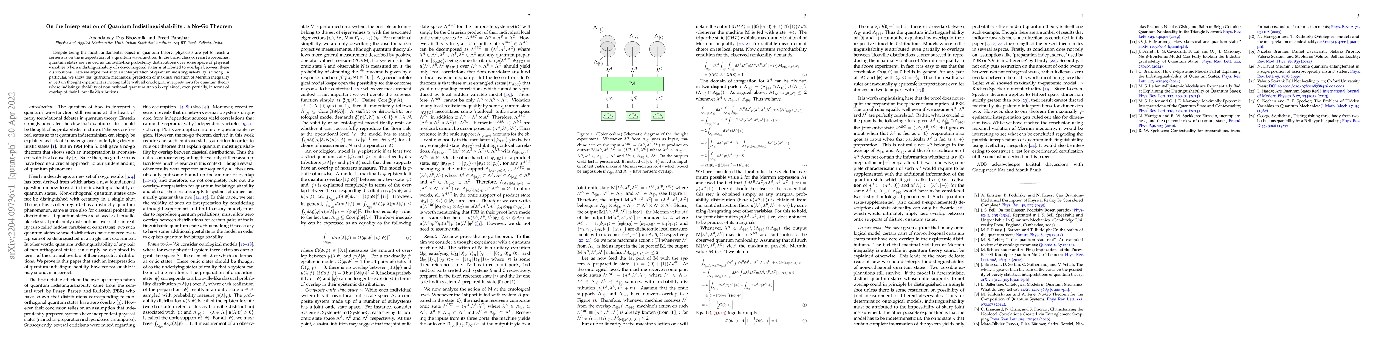 Thumbnail for On the Interpretation of Quantum Indistinguishability : a No-Go Theorem