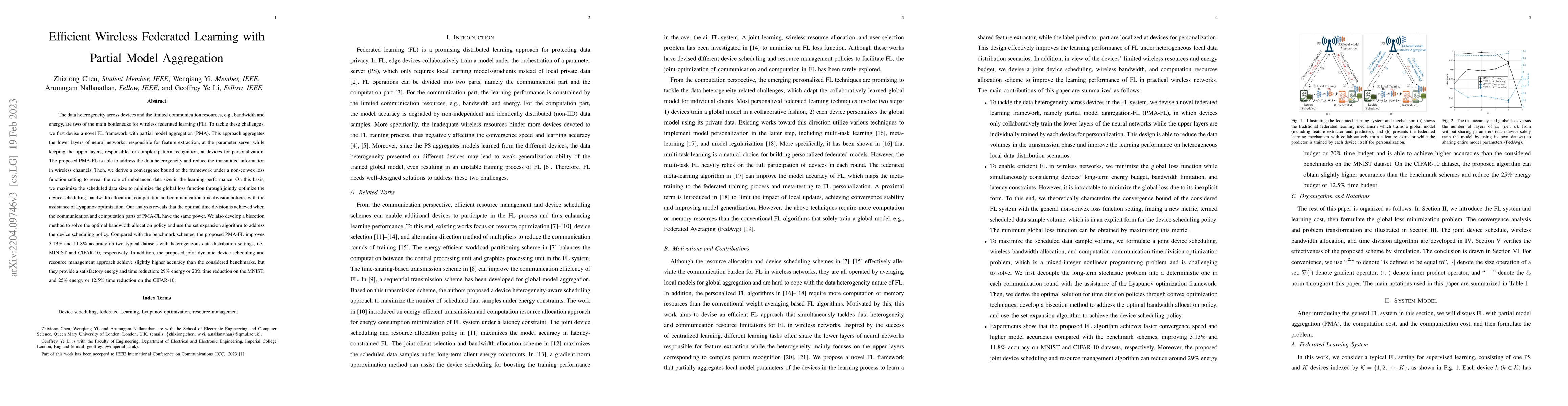Thumbnail for Efficient Wireless Federated Learning with Partial Model Aggregation