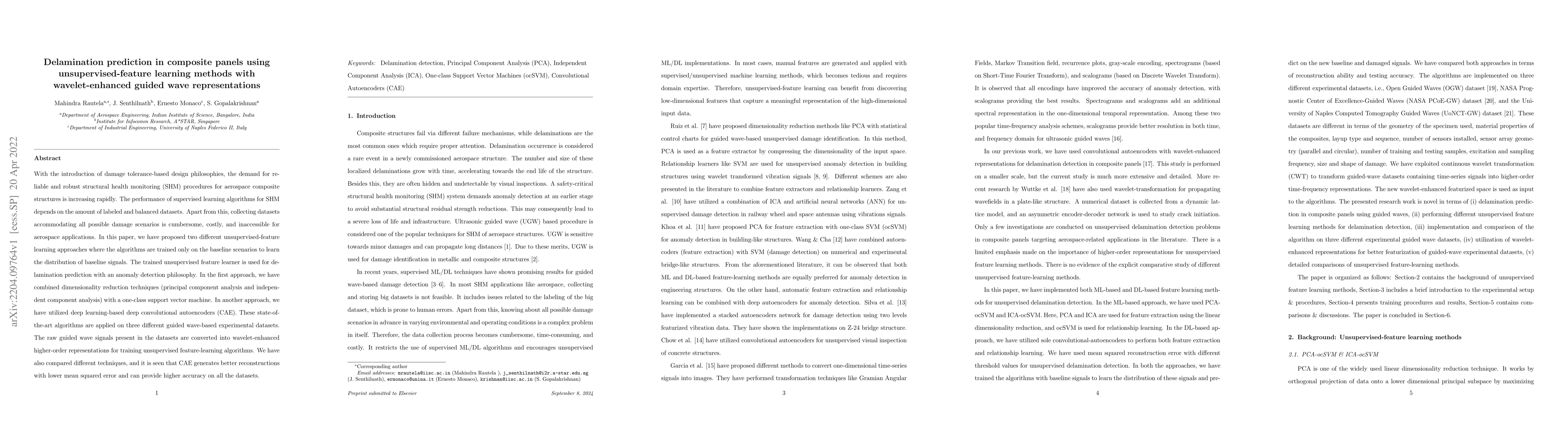 Thumbnail for Delamination prediction in composite panels using unsupervised-feature
  learning methods with wavelet-enhanced guided wave representations